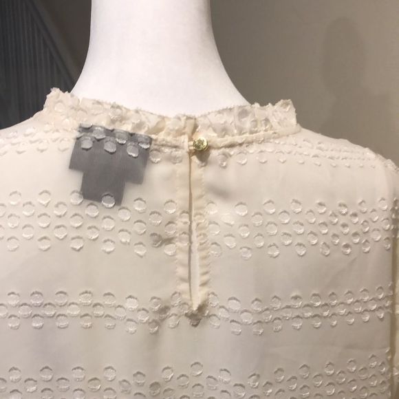LIZ CLAIBORNE Ivory Pullover Blouse W Scalloped Collar & Cuff Sz Small NWT - Picture 6 of 11